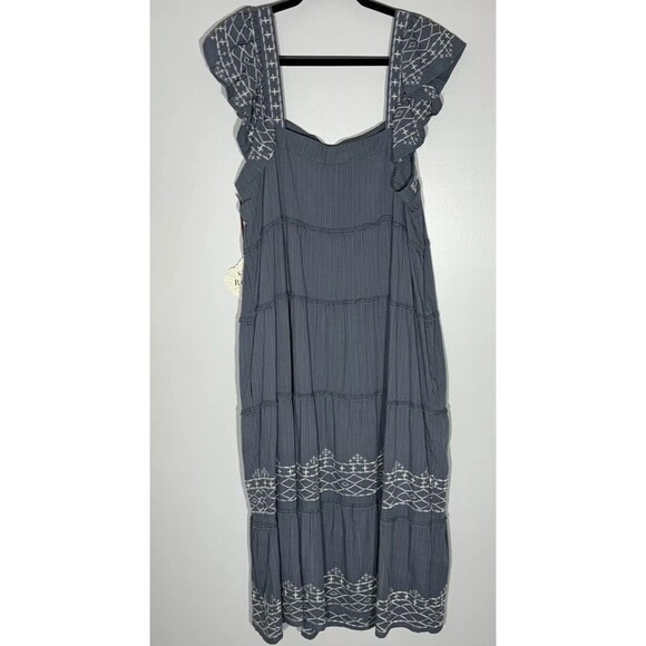 Knox Rose Womens Cottagecore Dress XXL Midi Tier Embroidery Ruffle Peasant NEW - Picture 6 of 15